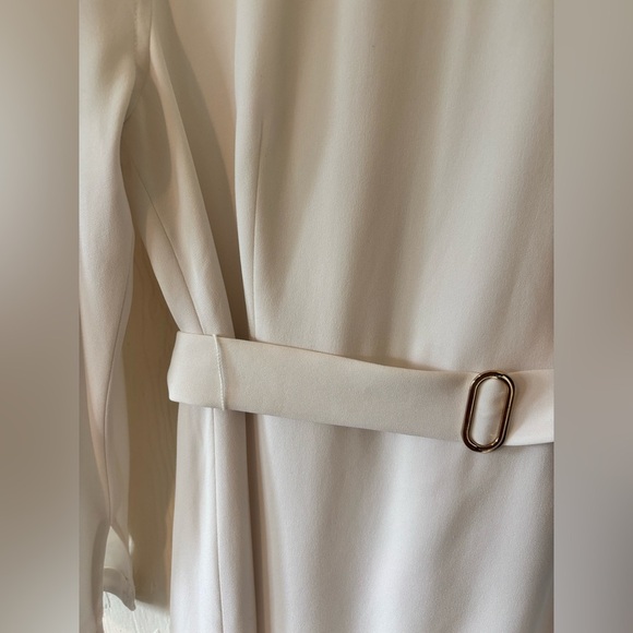 Judith and Charles White Long Sleeve Mock Neck Belted Bridal Holiday Mini Dress - Picture 10 of 16